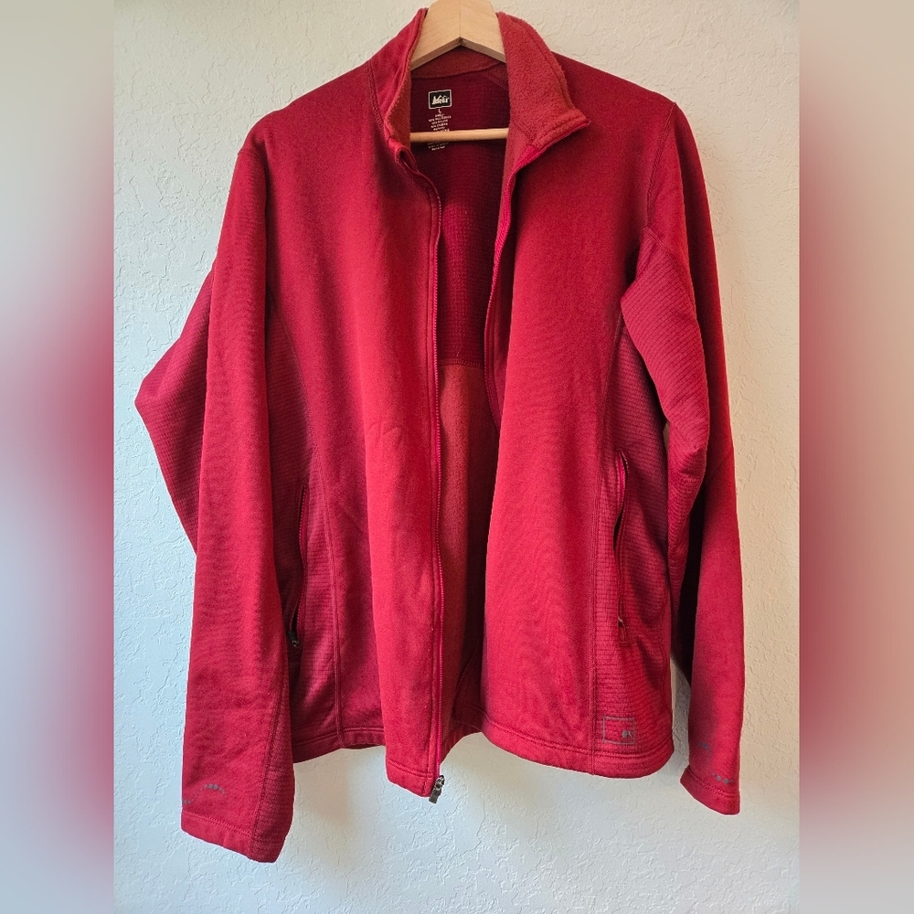 REI Women's Red Fleece‎ full zip up Jacket Size Large